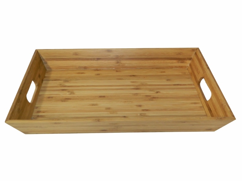 Bespoke Rectangular Bamboo Serving Tray with Cutout Handles - Eco-friendly Kitchenware